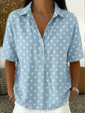 Full Size Polka Dot Short Sleeve Shirt Plus Size