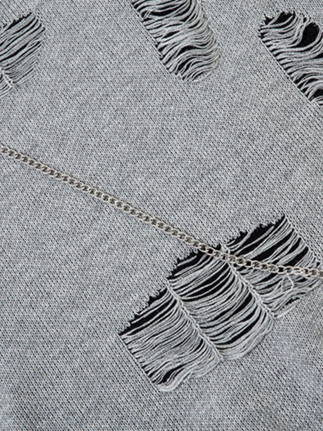Men's Distressed Chain Detail Oversized Sweater