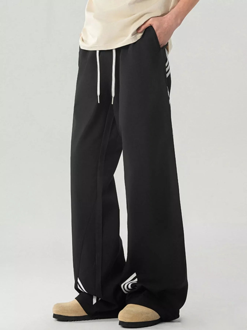 Men's Full Size Wide Leg Striped Casual Pants Plus Size