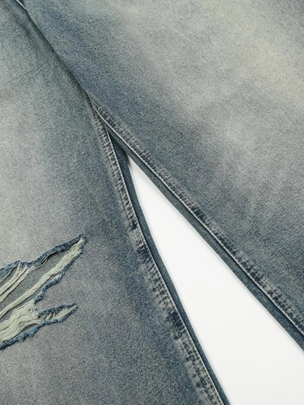 Men's Distressed Wide Leg Vintage Wash Jeans