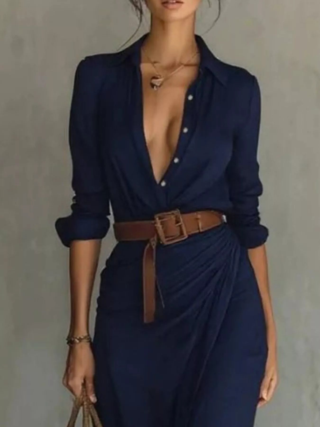 Full Size Ruched Long Sleeve Maxi Dress Plus Size