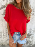 Full Size Round Neck Short Sleeve T-Shirt Plus Size
