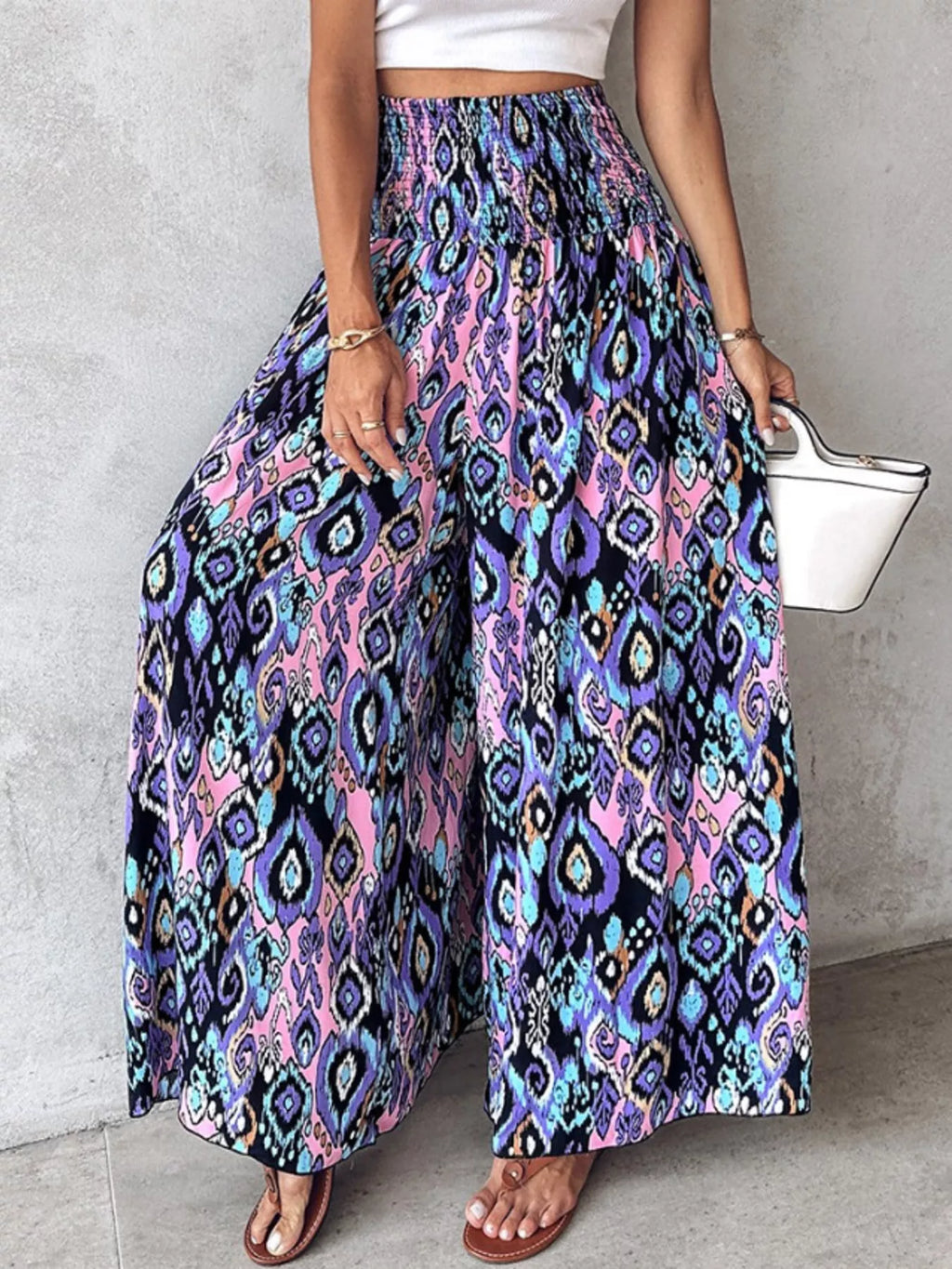 Printed Wide-Leg Pants