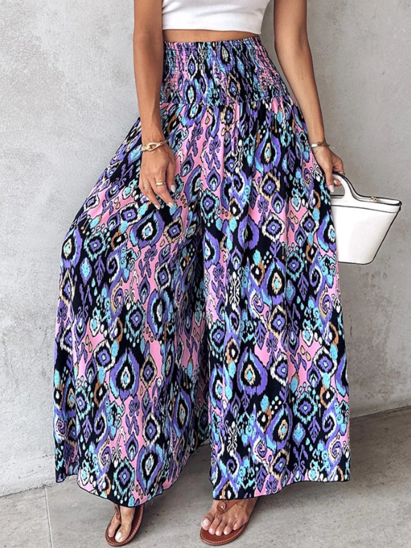 Printed Wide-Leg Pants