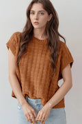 Textured Pattern Round Neck Sweater Vest