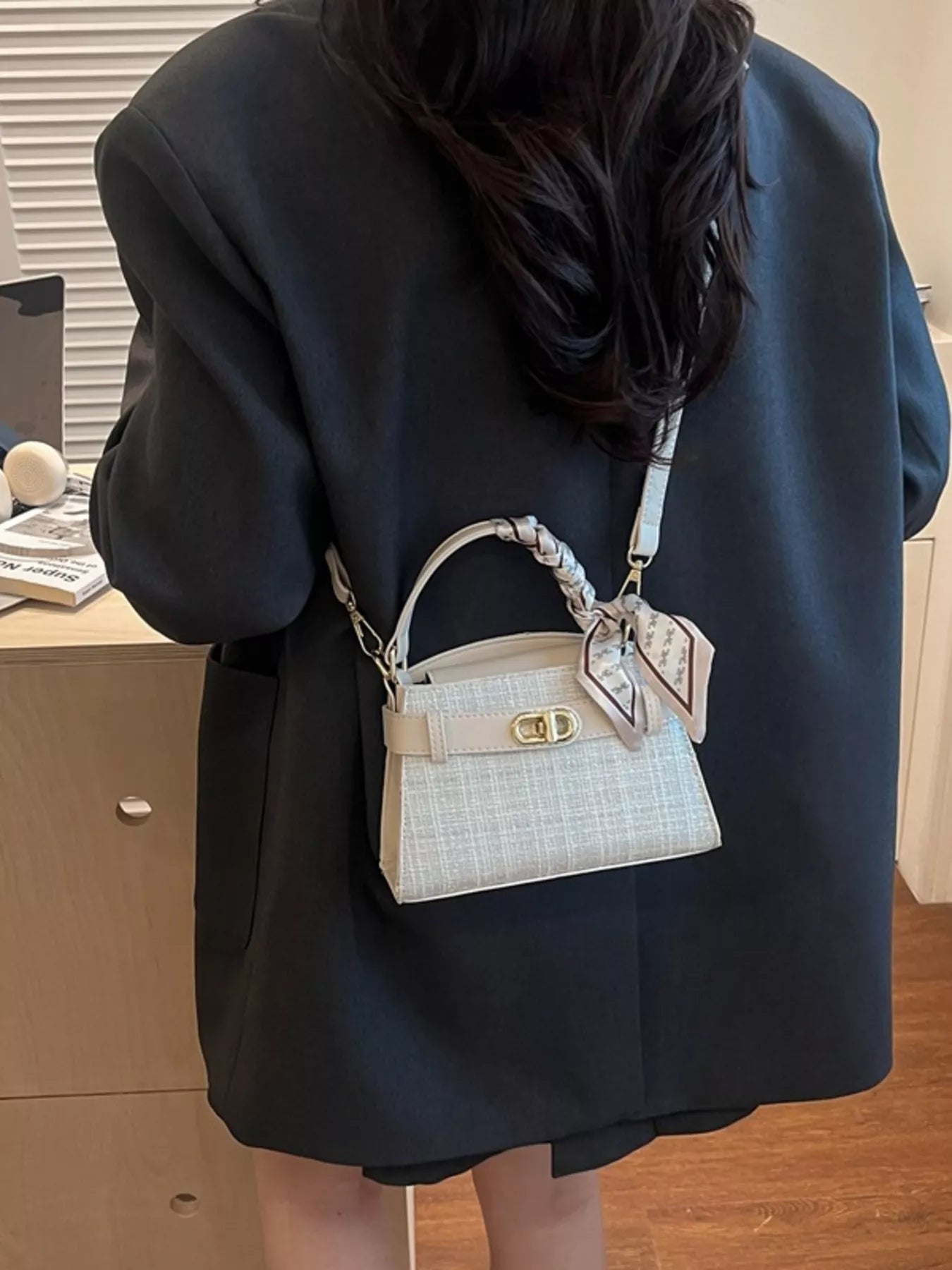 Texture Top Handle Crossbody Bag