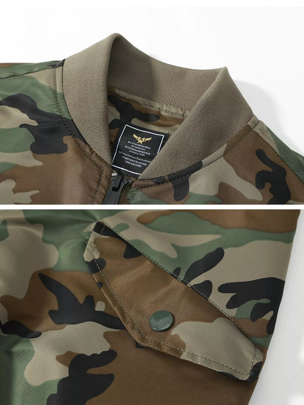 Men's Plus Size Zip Up Camouflage Bomber Jacket