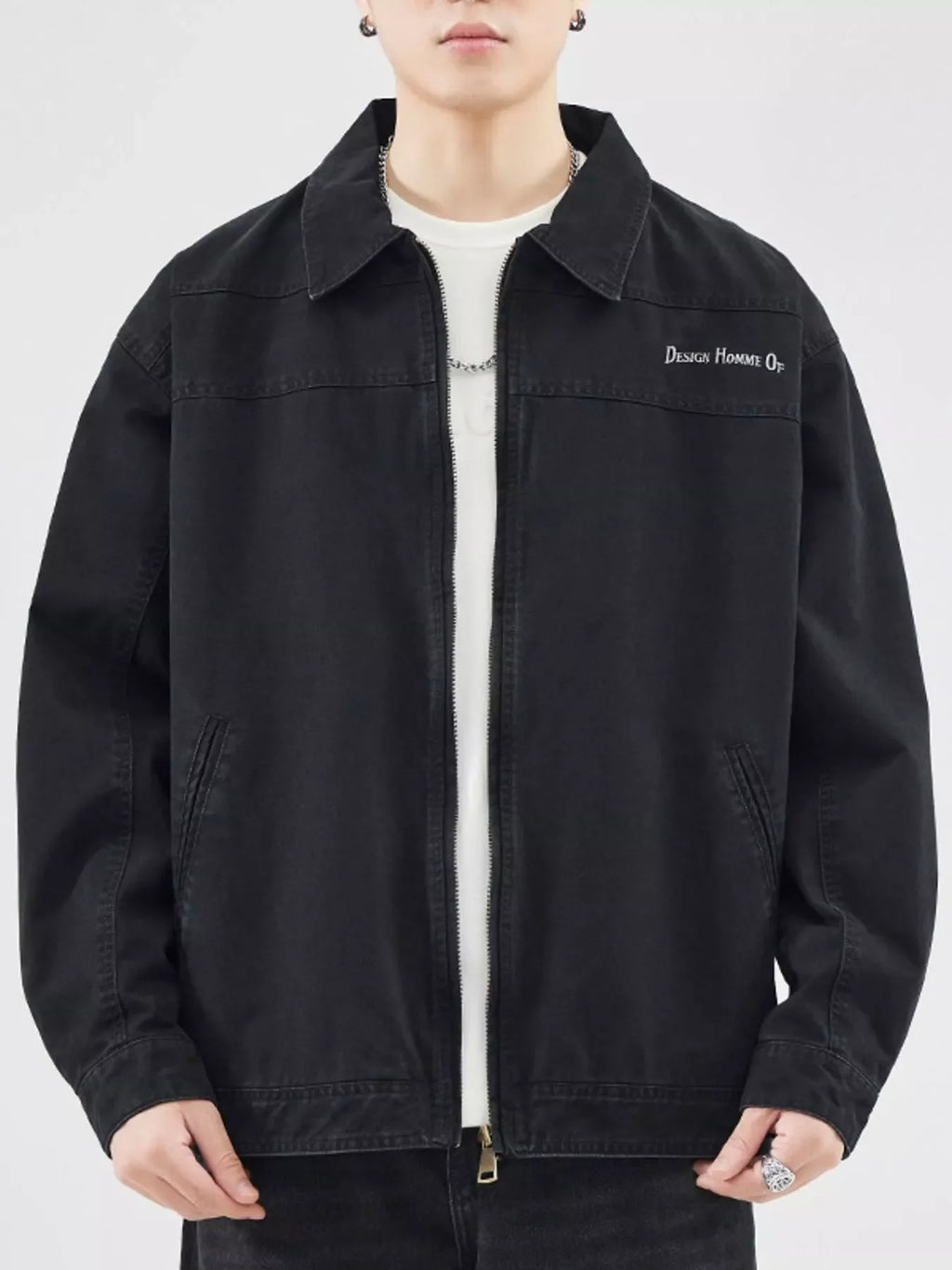Men's Plus Size Zip Up Long Sleeve Jacket