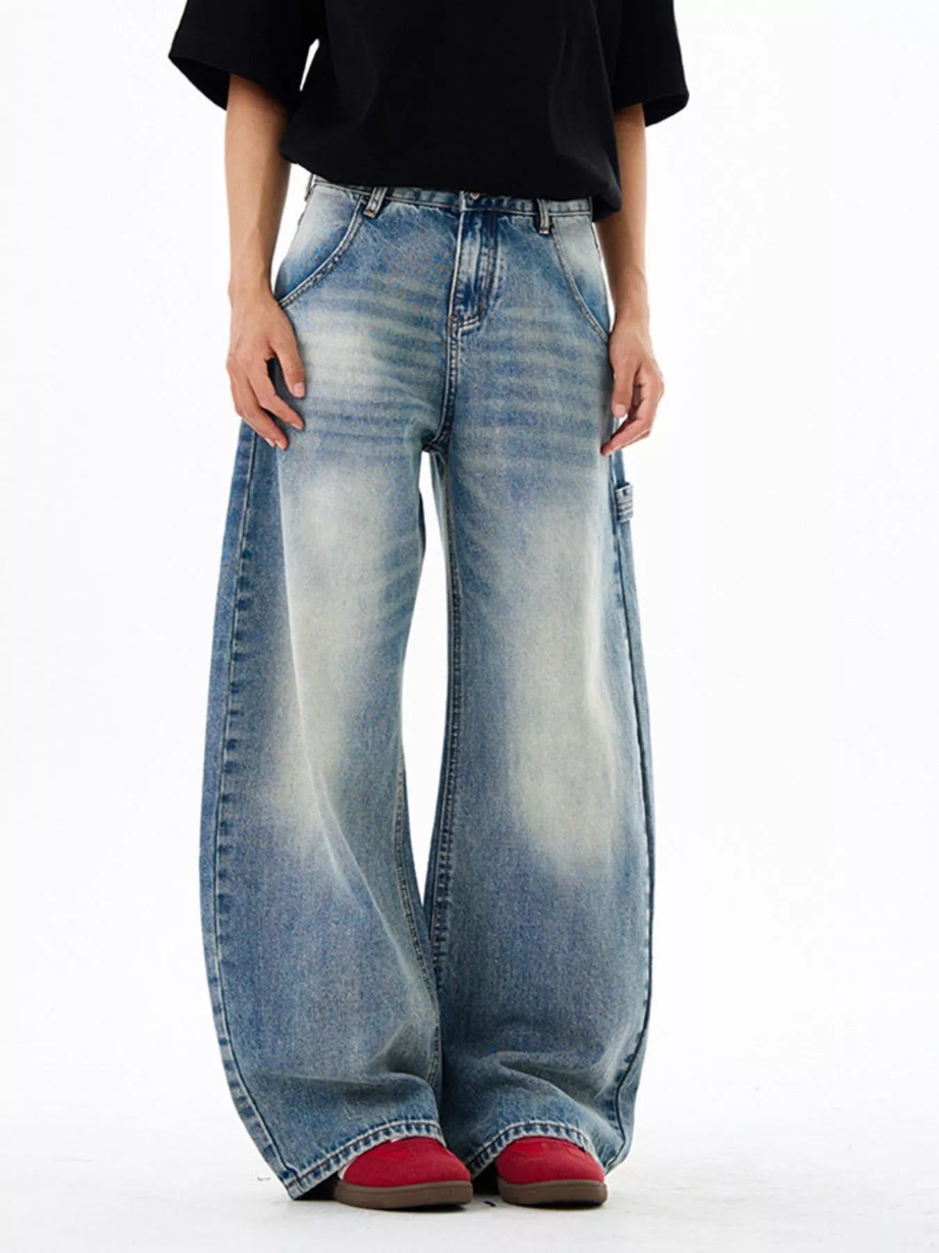 Men's Vintage Wash Wide Leg Jeans