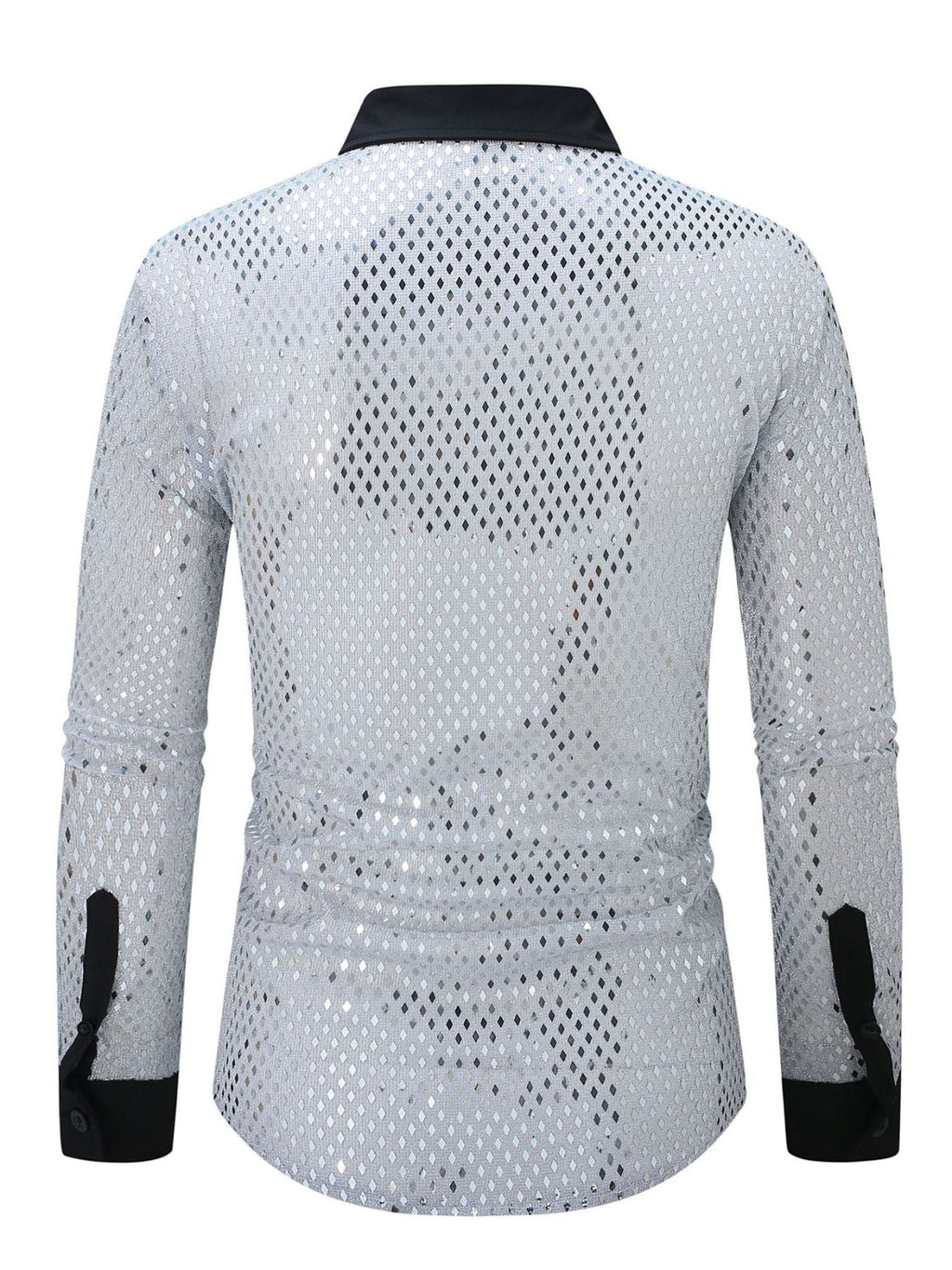 Men's Full Size Openwork Long Sleeve Shirt Plus Size