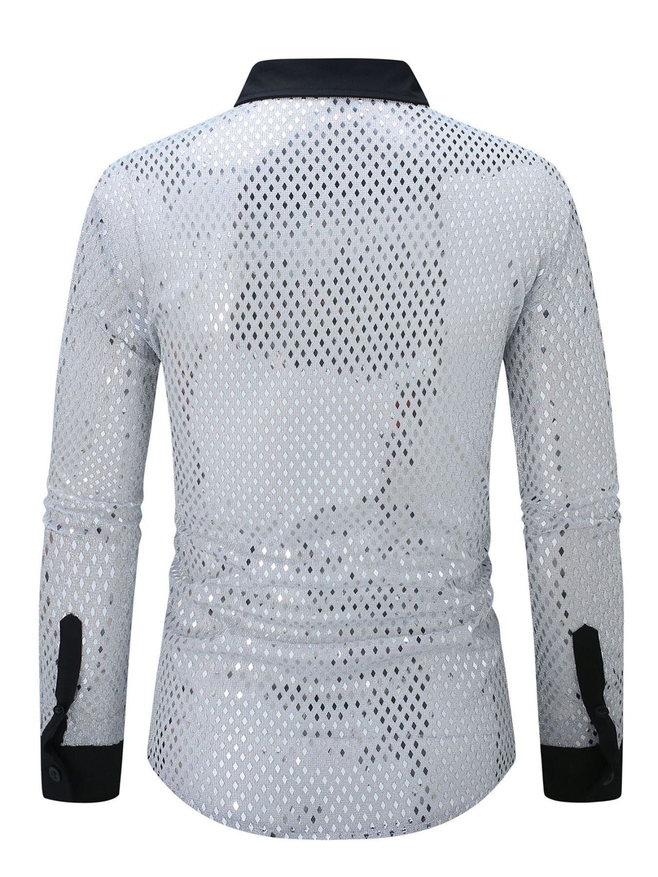 Men's Full Size Openwork Long Sleeve Shirt Plus Size