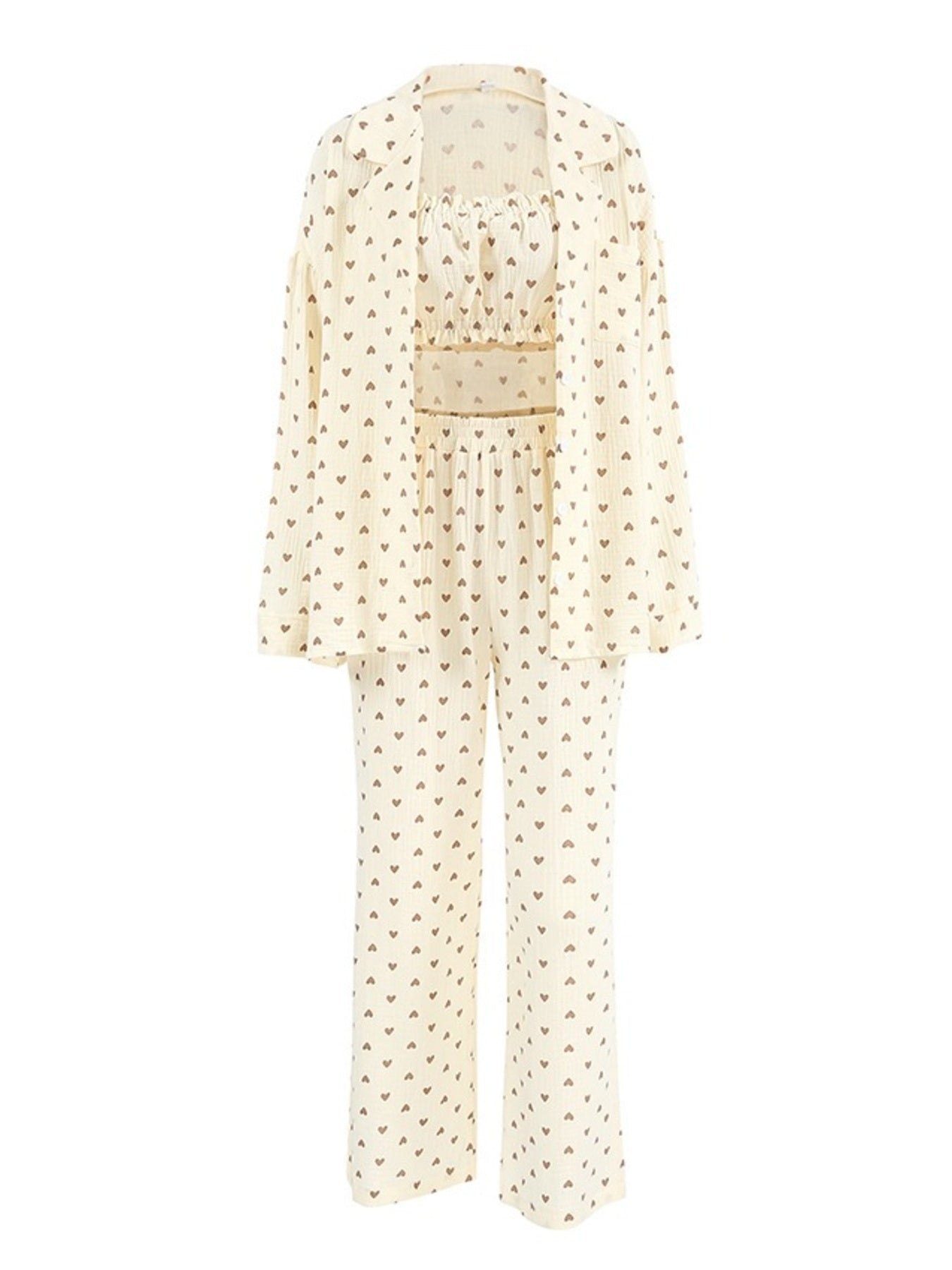 Heart Print Three-Piece Lounge Set