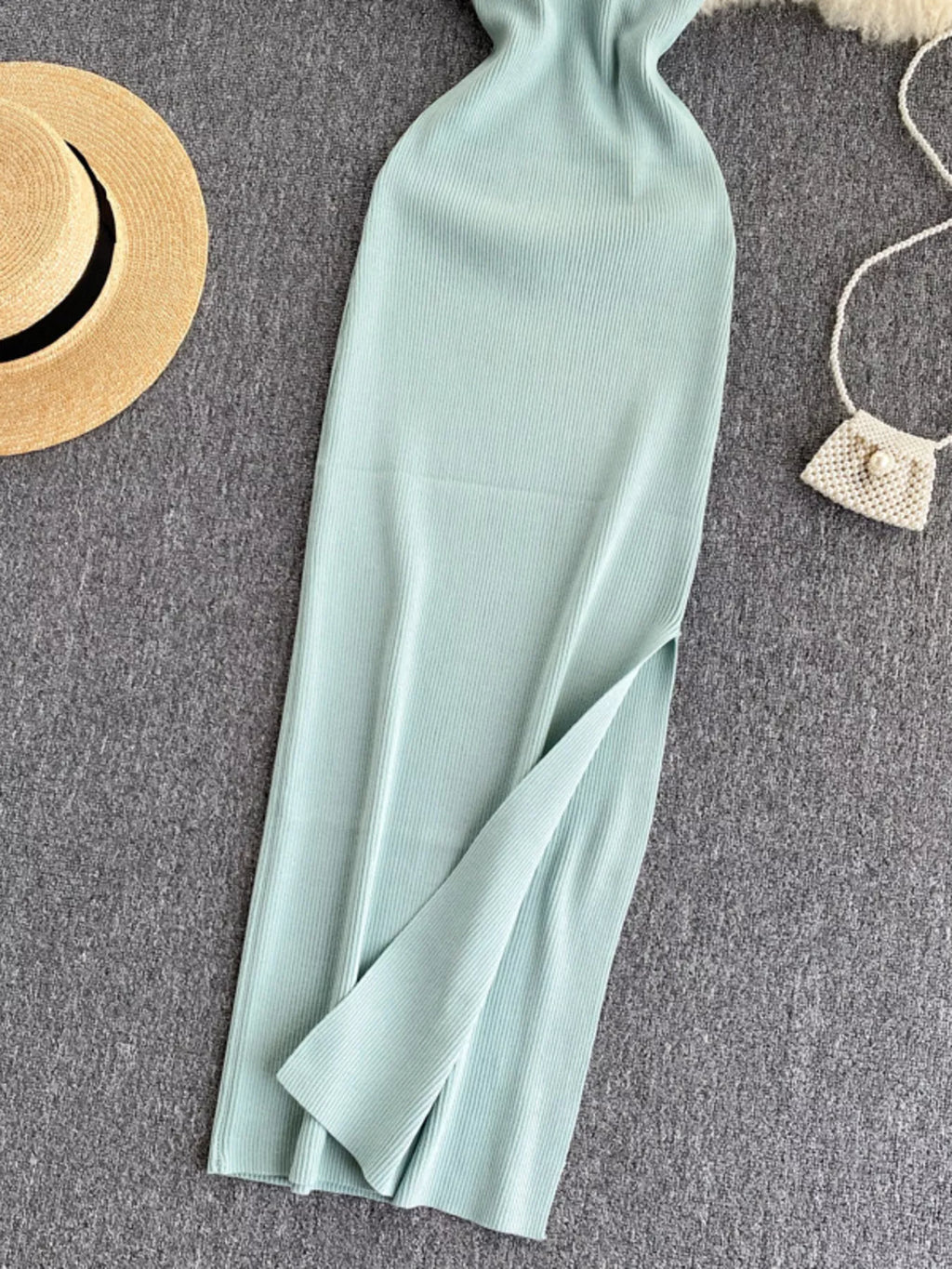 Knot Back Sleeveless Knit Bodycon Midi Dres