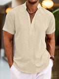 Men's Full Size Casual Short Sleeve Henley Shirt Plus Size