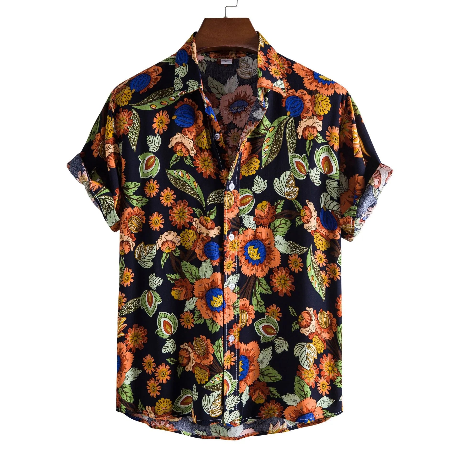 Men's Plus Size Button Down Tropical Floral Shirt