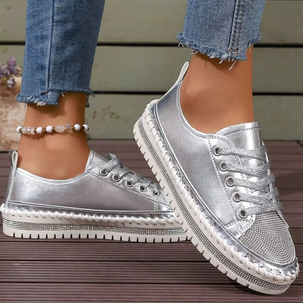 Round Toe Platform Sneakers