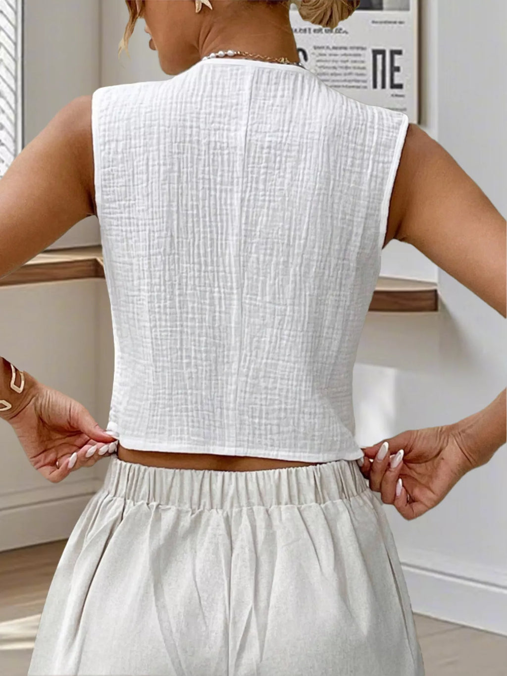 Textured Button-Down Vest