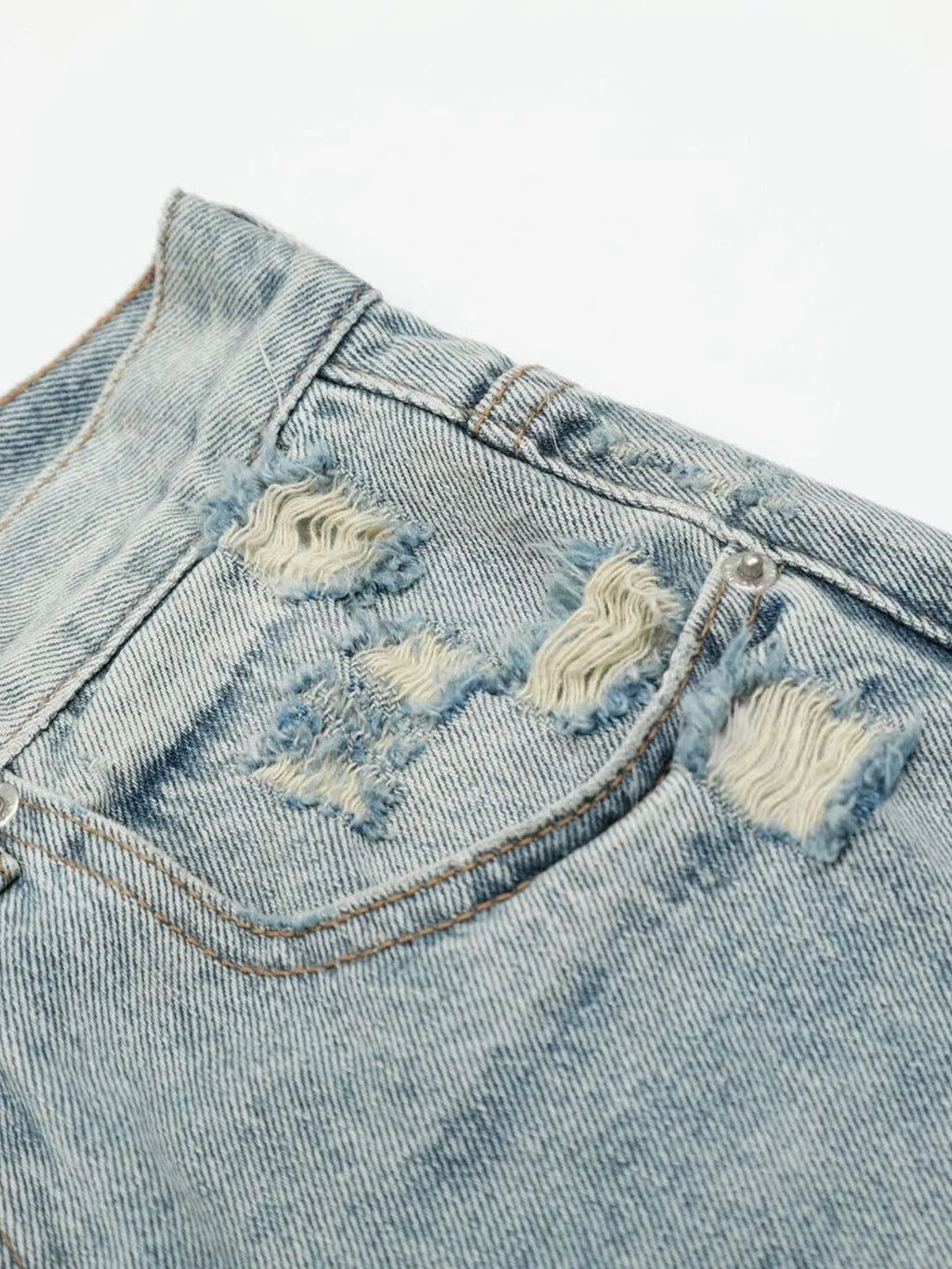 Men's Washed Distressed Curved Jeans