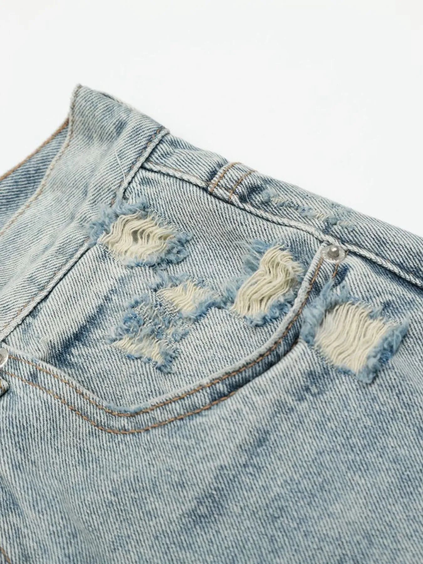 Men's Washed Distressed Curved Jeans