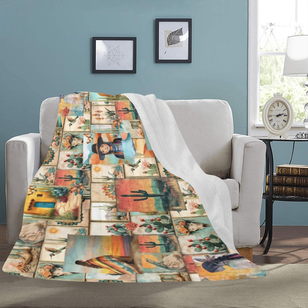 Baha Ranch Colores De Mexico Pictures of the Southwest 60" x 80" Throw Blanket Made In America