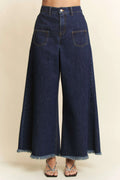 Davi & Dani Patch Pocket Wide Leg Culotte Jeans