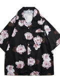 Men's Plus Size Floral Print Casual Button-Up Shirt