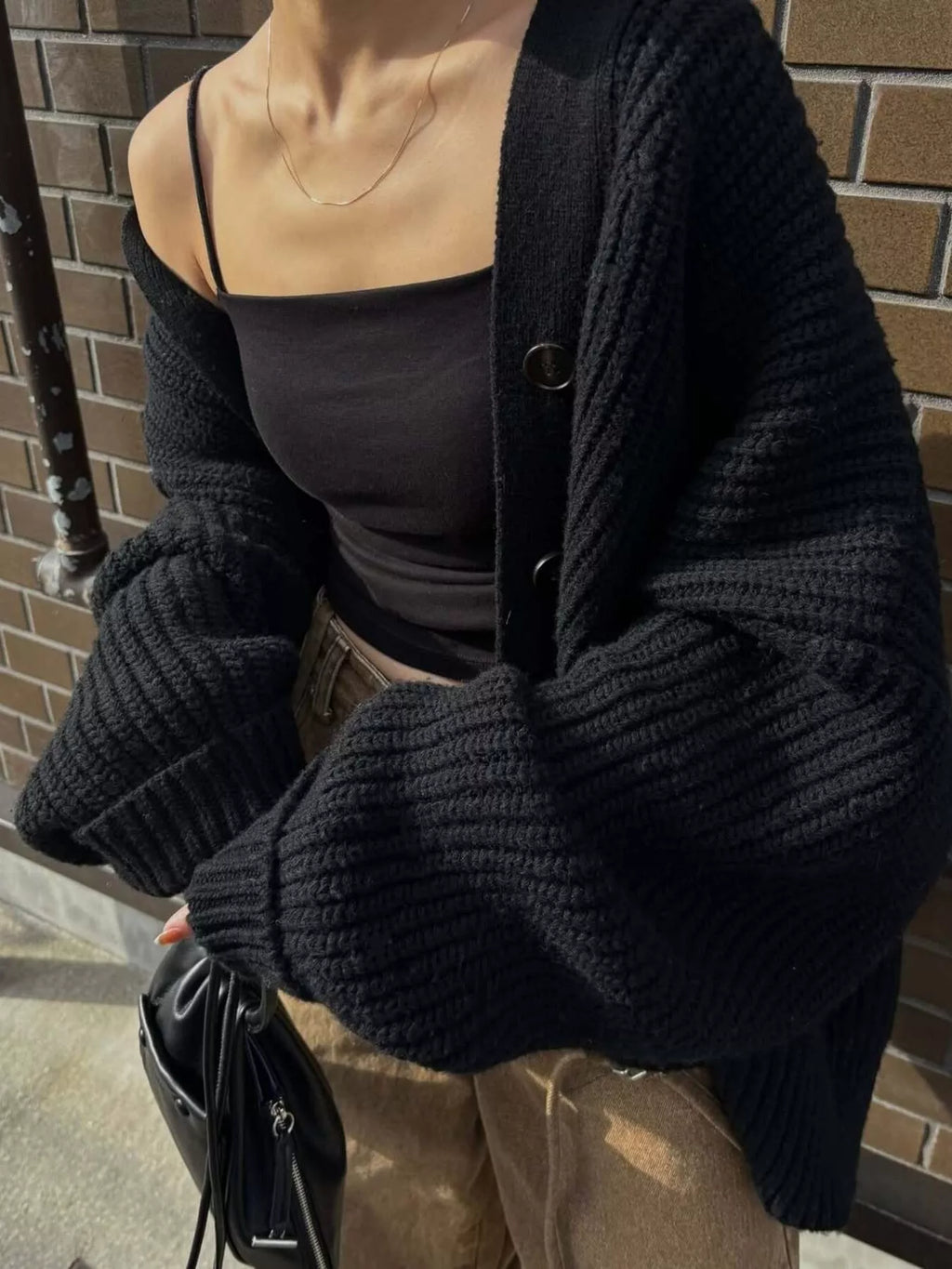 Oversized Knit Button-Down Cardigan