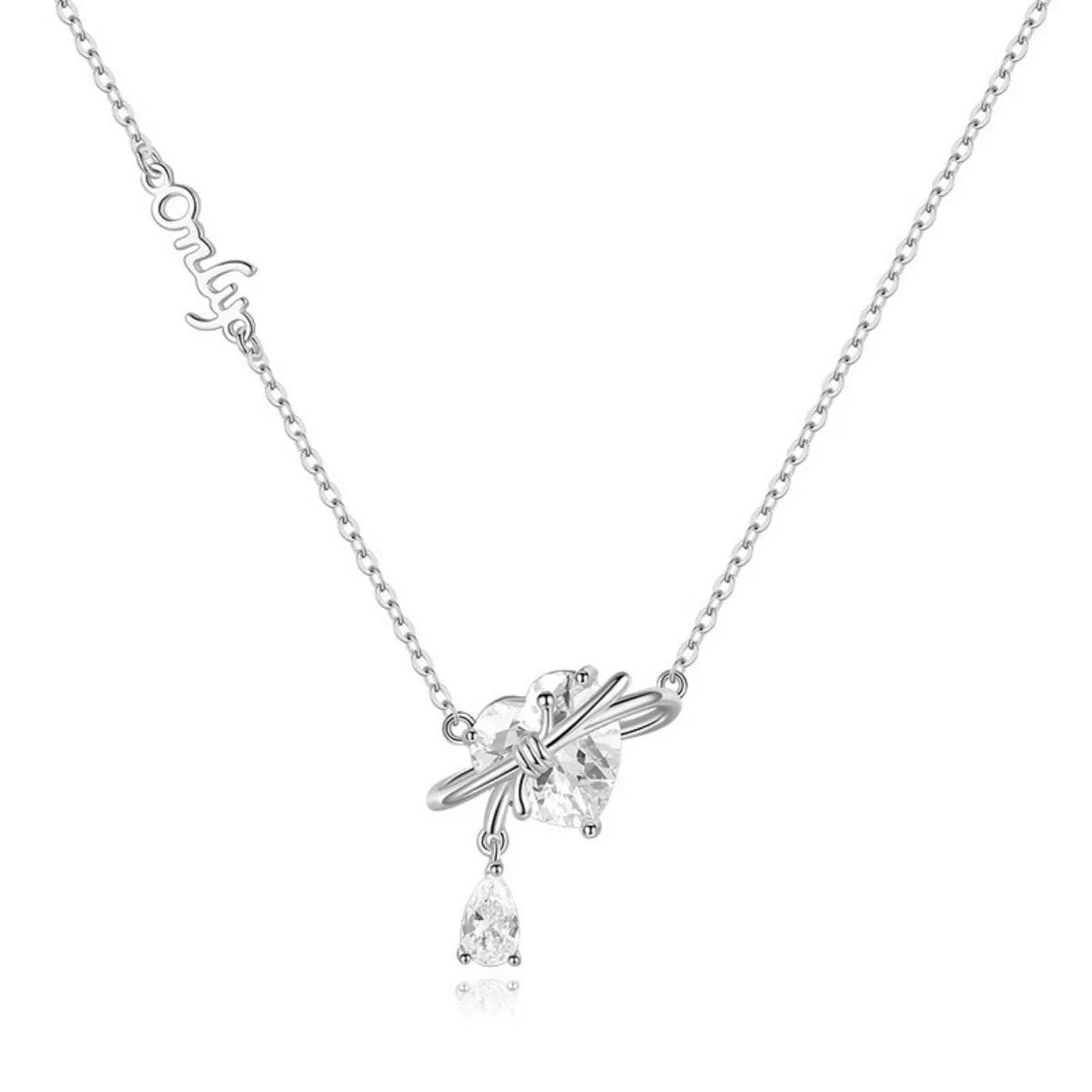 925 Sterling Silver Zircon Heart Necklace