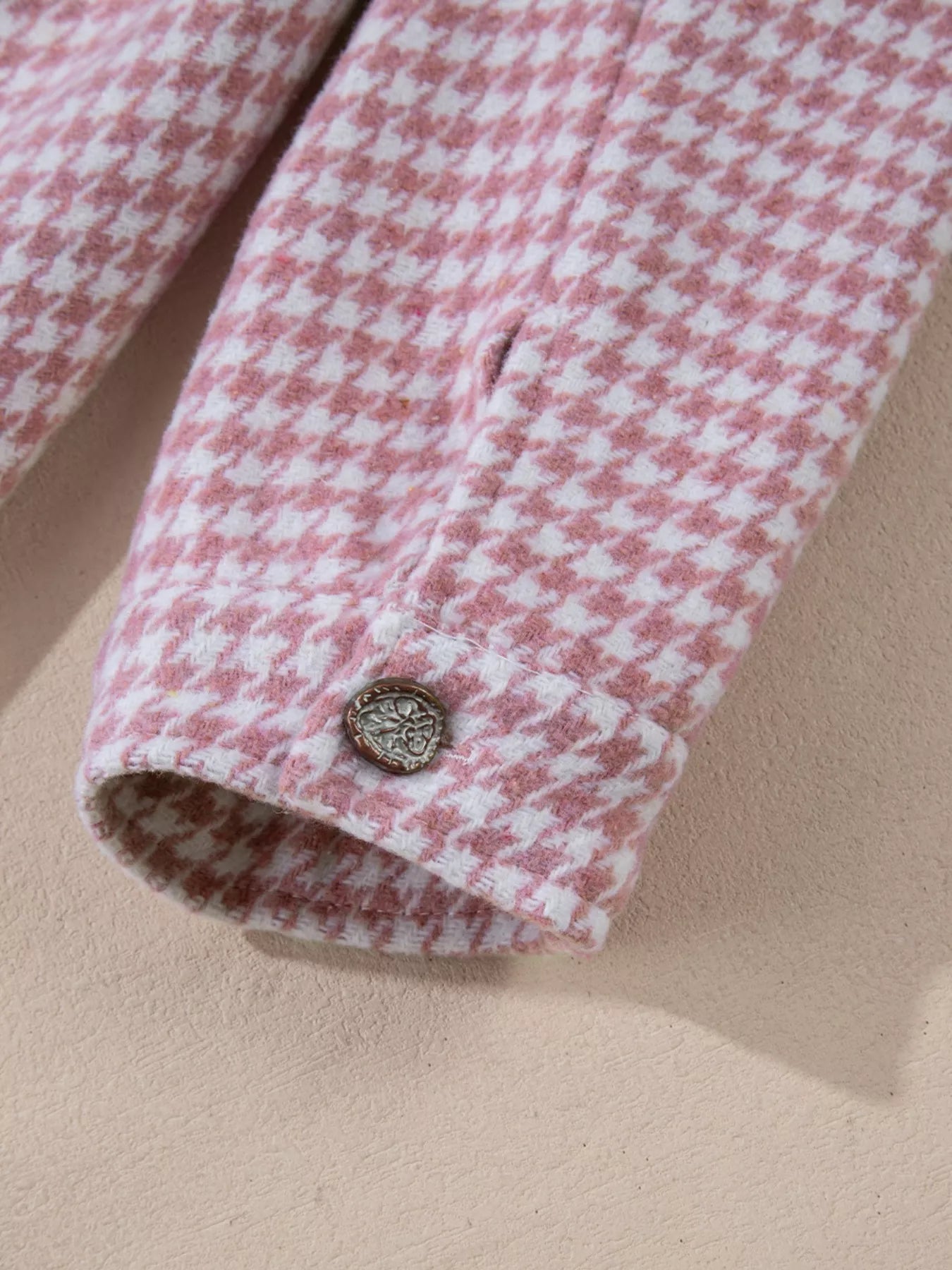 Button Down  Houndstooth Color Block Shacket
