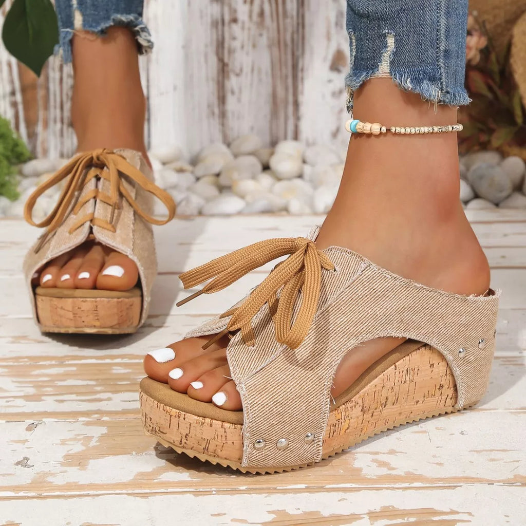 Lace Up Wedge Sandals