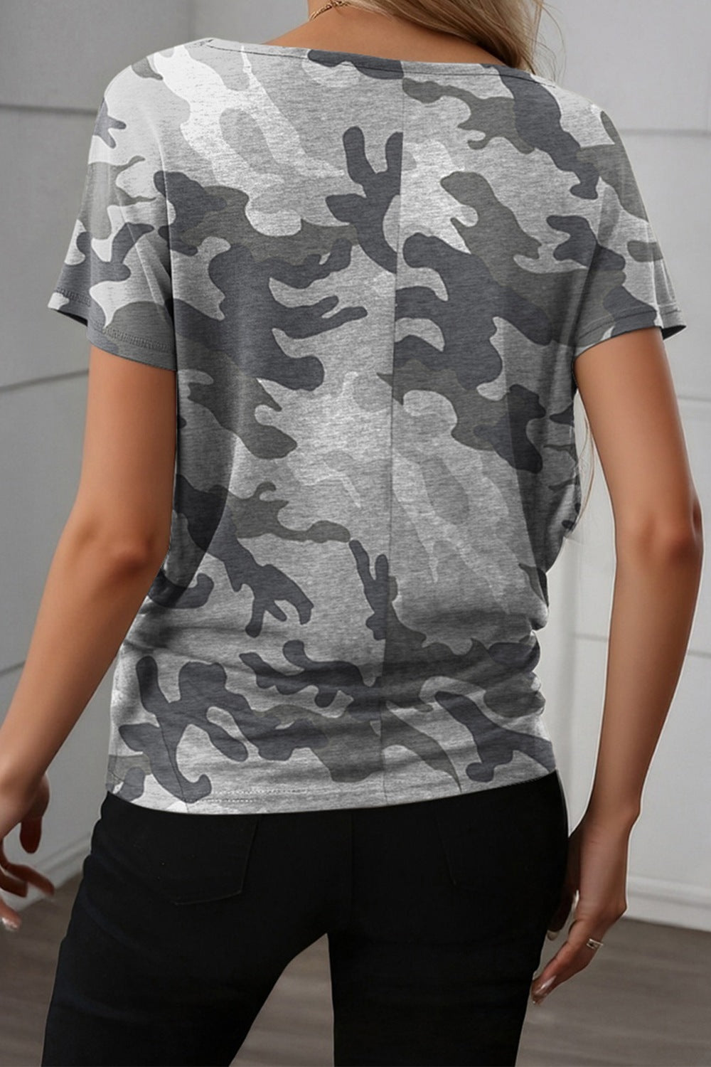 Camouflage Retro American Flag Printed Tee