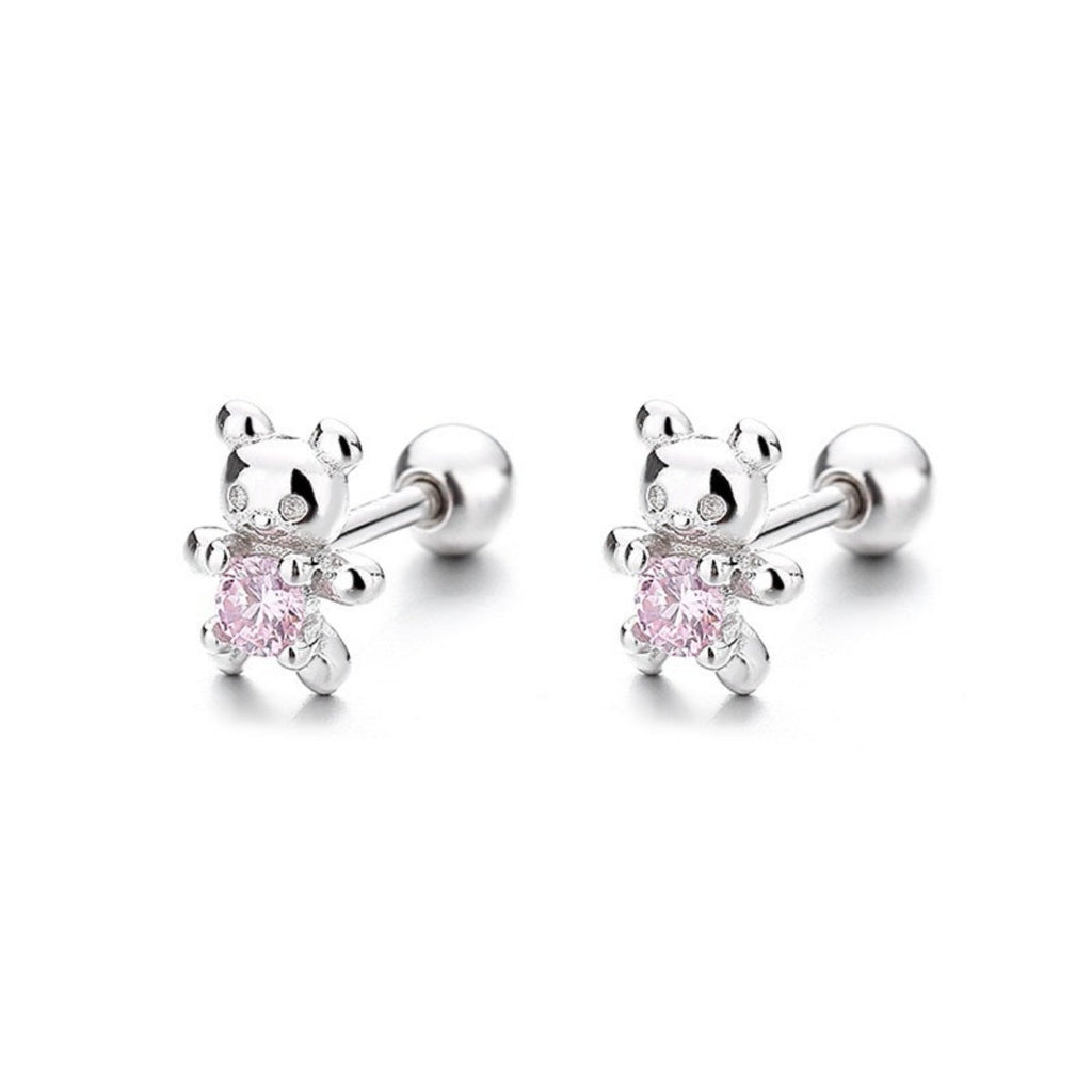 925 Sterling Silver Bear Stud Earrings