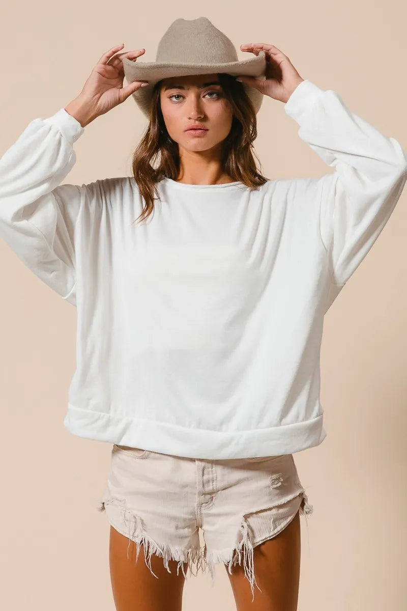BiBi Loop Terry Pull Over With Cut Edge Band