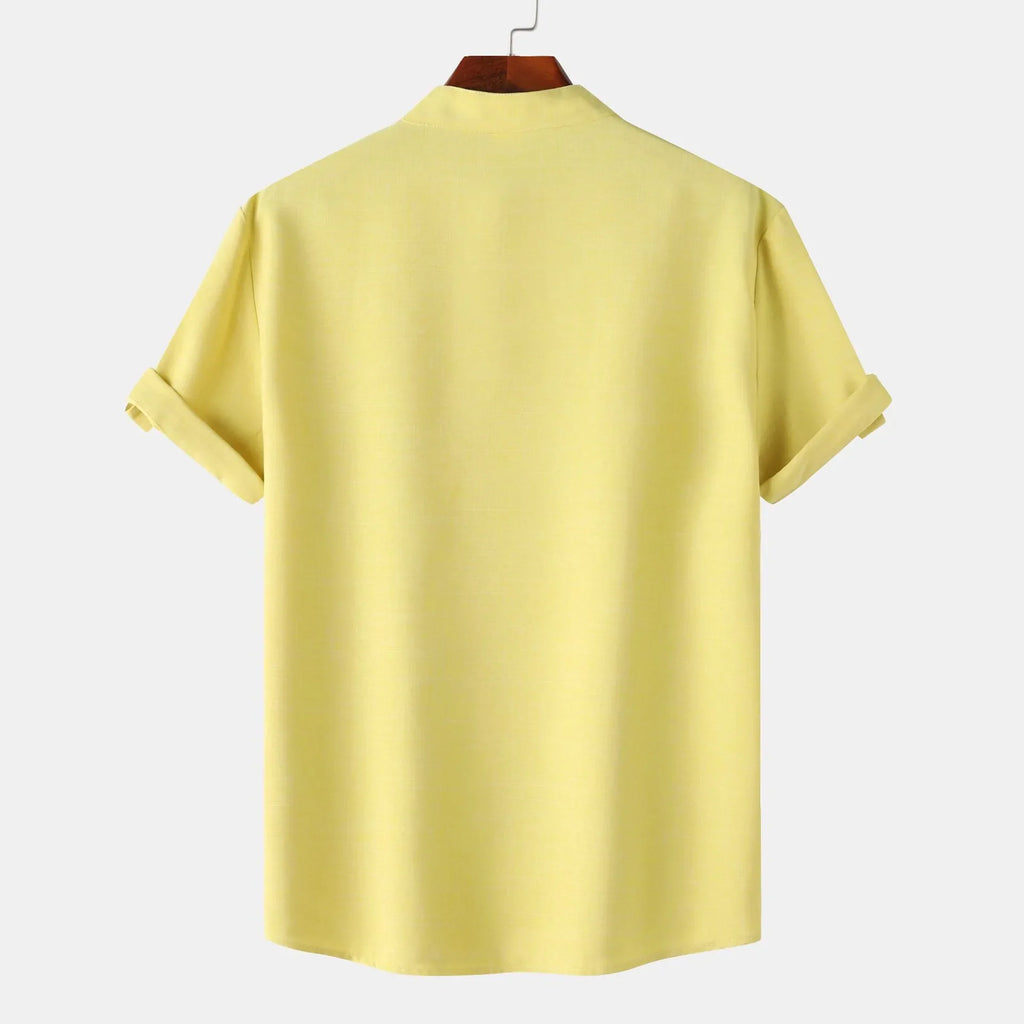 Men's Button Detail Short Sleeve Blouse