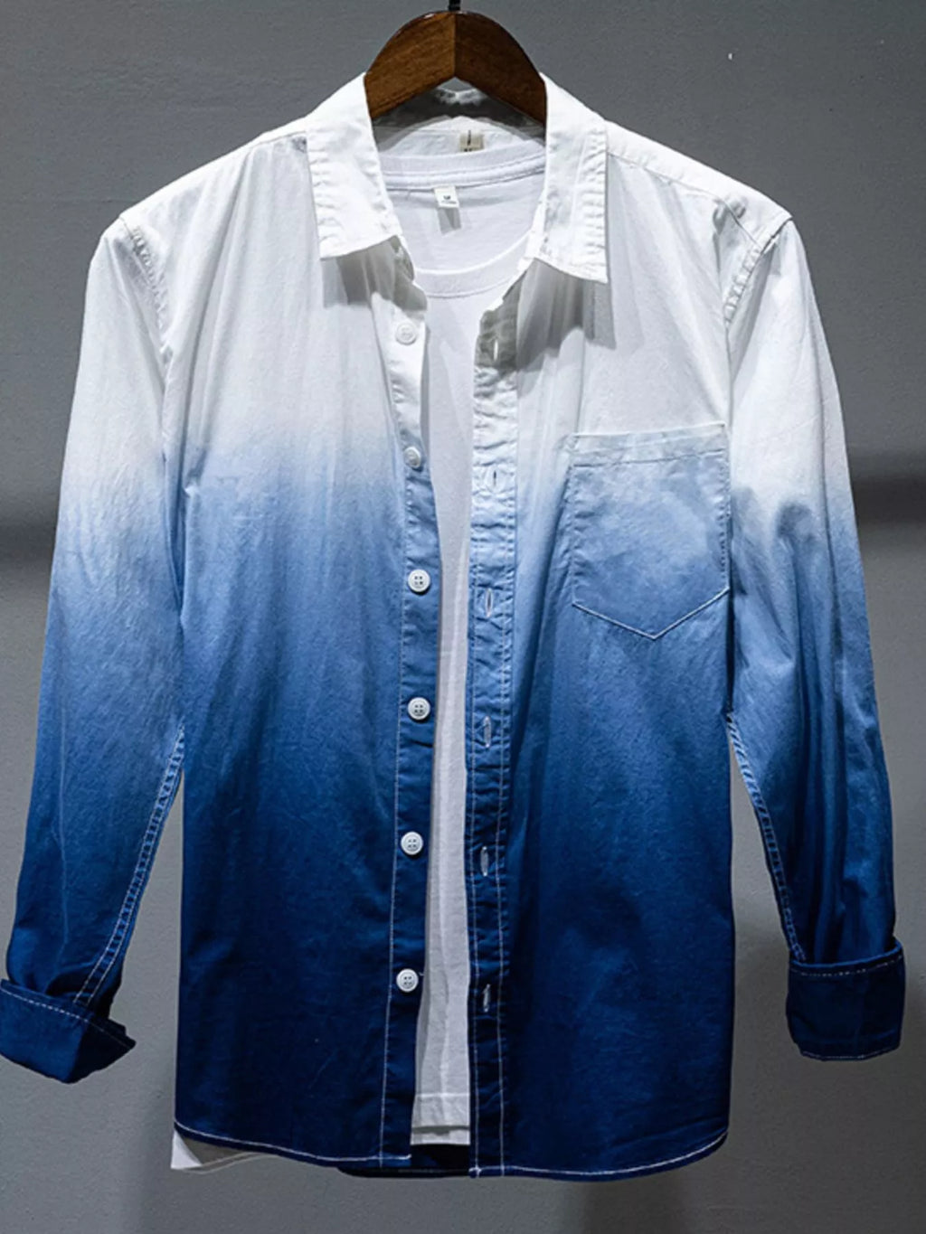 Men's Plus Size Gradient Long Sleeve Shirt