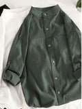 Men's Plus Size Casual Loose Fit Button Up Shirt