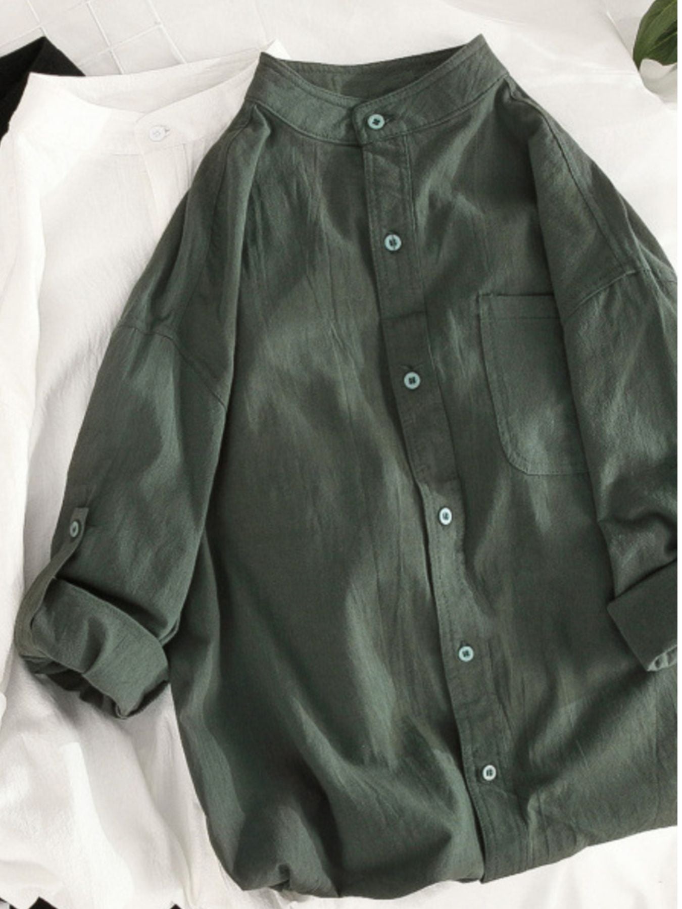 Men's Plus Size Casual Loose Fit Button Up Shirt