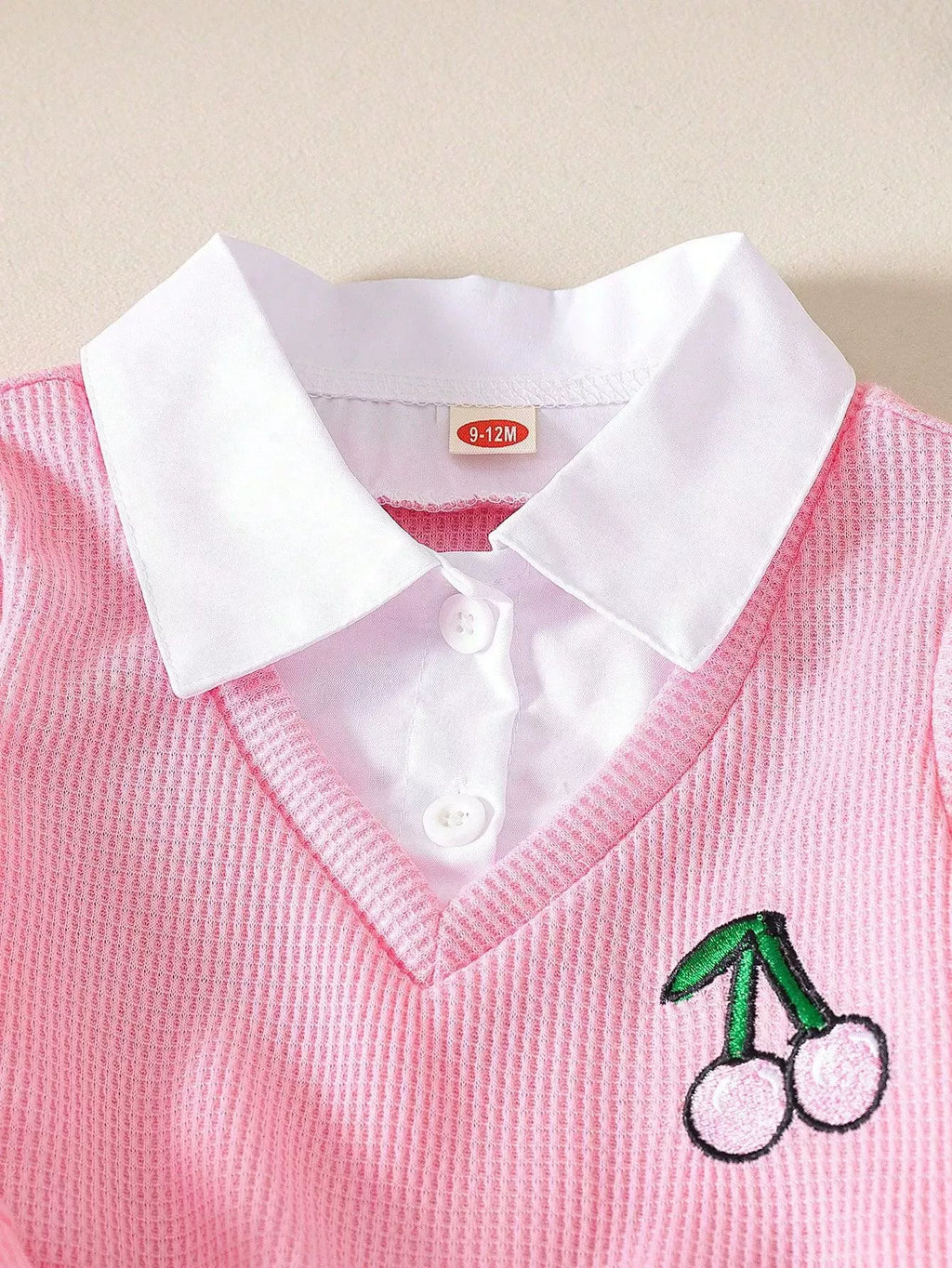 Children's Cherry Embroidered Knit Top and Jeans Set