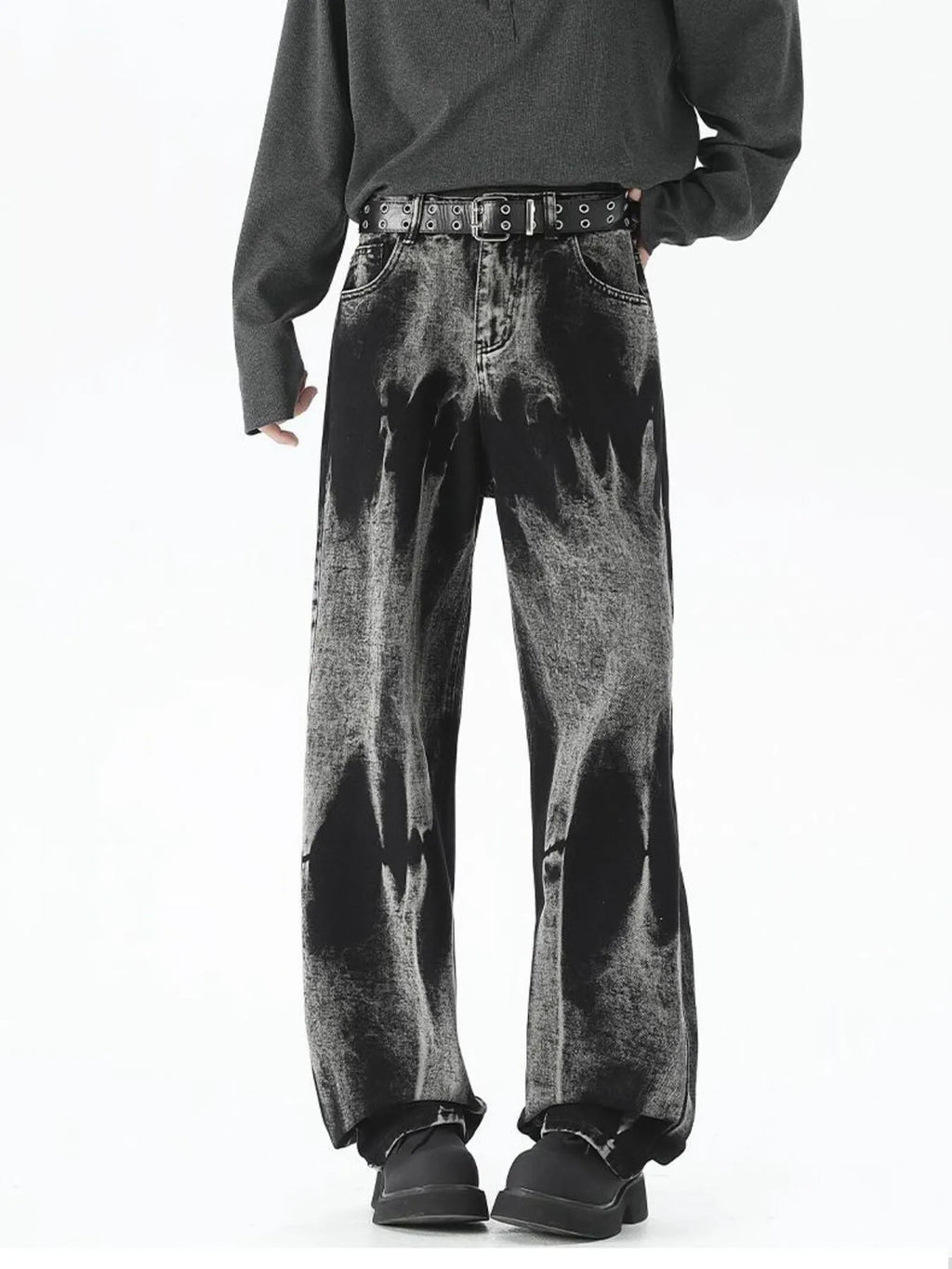Men's Plus Size Washed Loose Fit Jeans