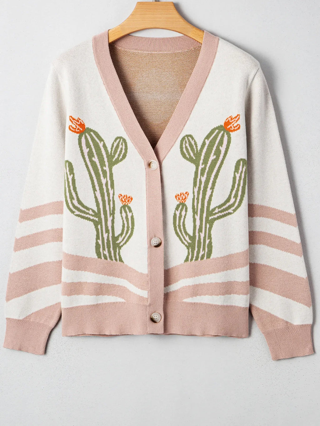Desert Cactus Buttoned Front Sweater Cardigan