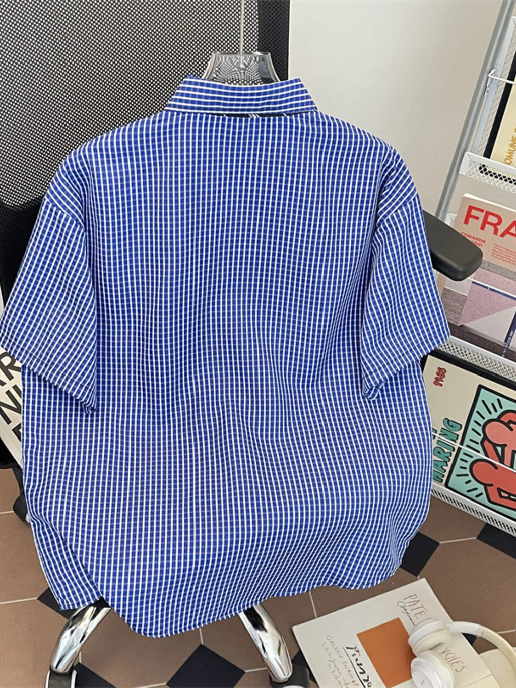 Men's Plus Size Plaid Button Up Short Sleeve Shirt
