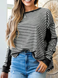Striped Drop Shoulder Casual Top