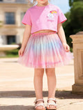 Children's Rainbow Cloud Applique Top and Tulle Skirt Set