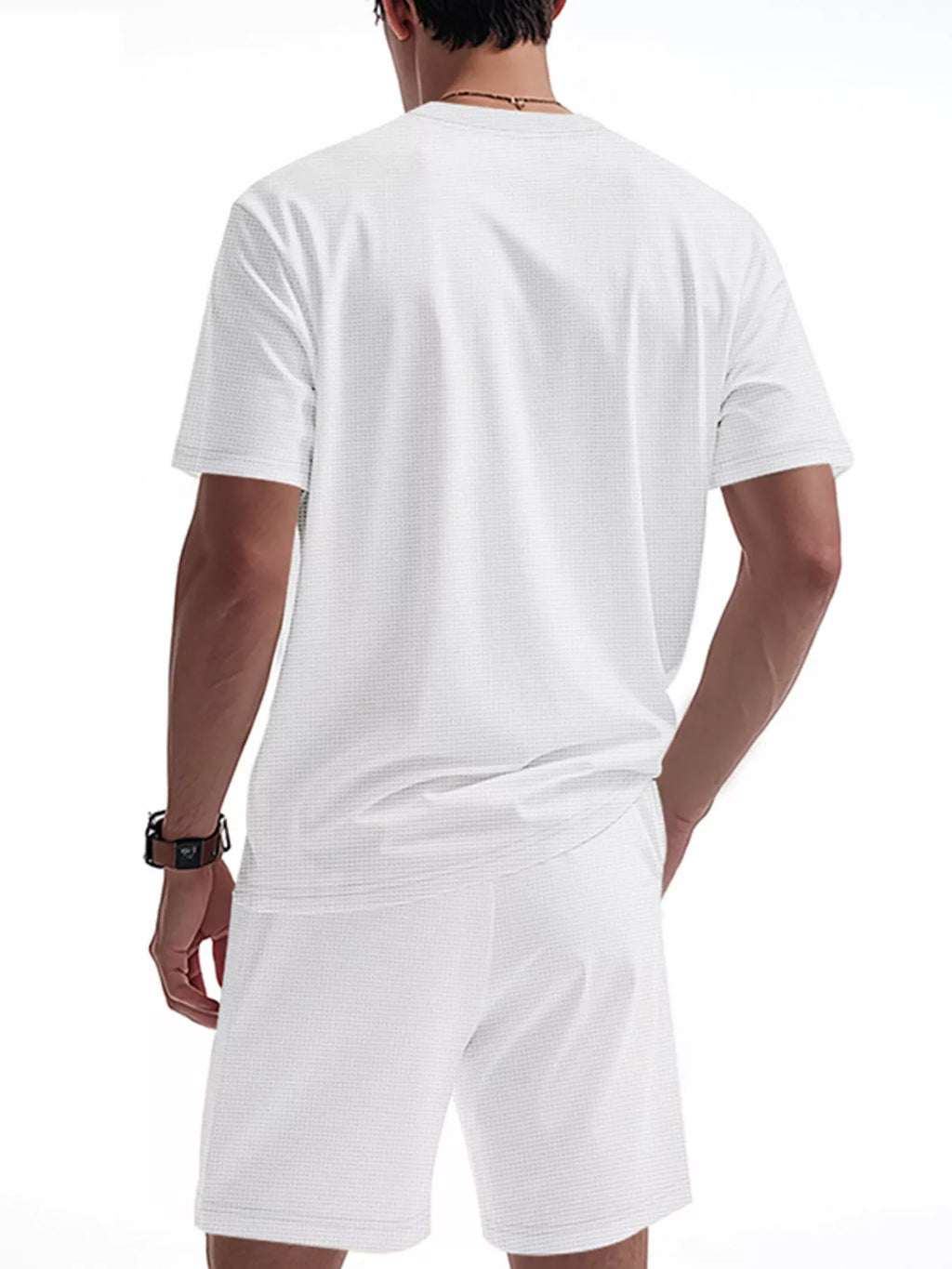 Men's Full Size Casual Striped Short Sleeve T-Shirt and Shorts Set Plus Size