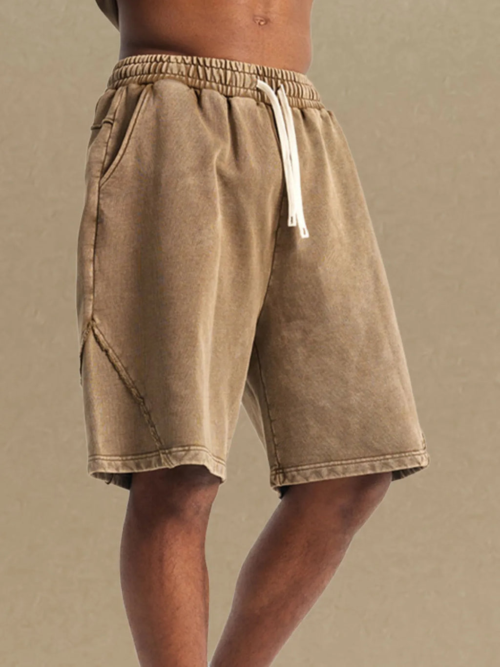 Men's Casual Drawstring Washed Shorts