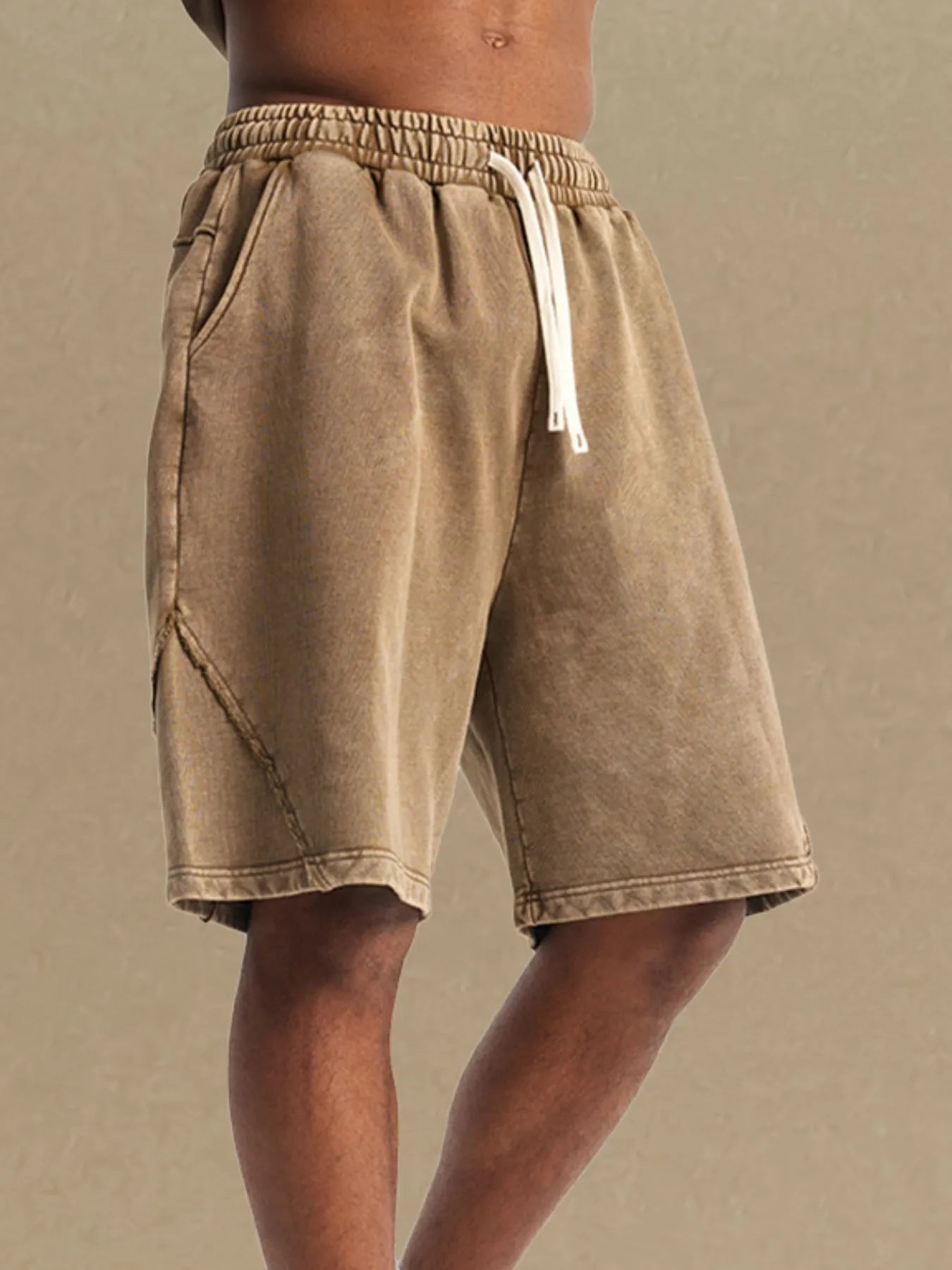 Men's Casual Drawstring Washed Shorts