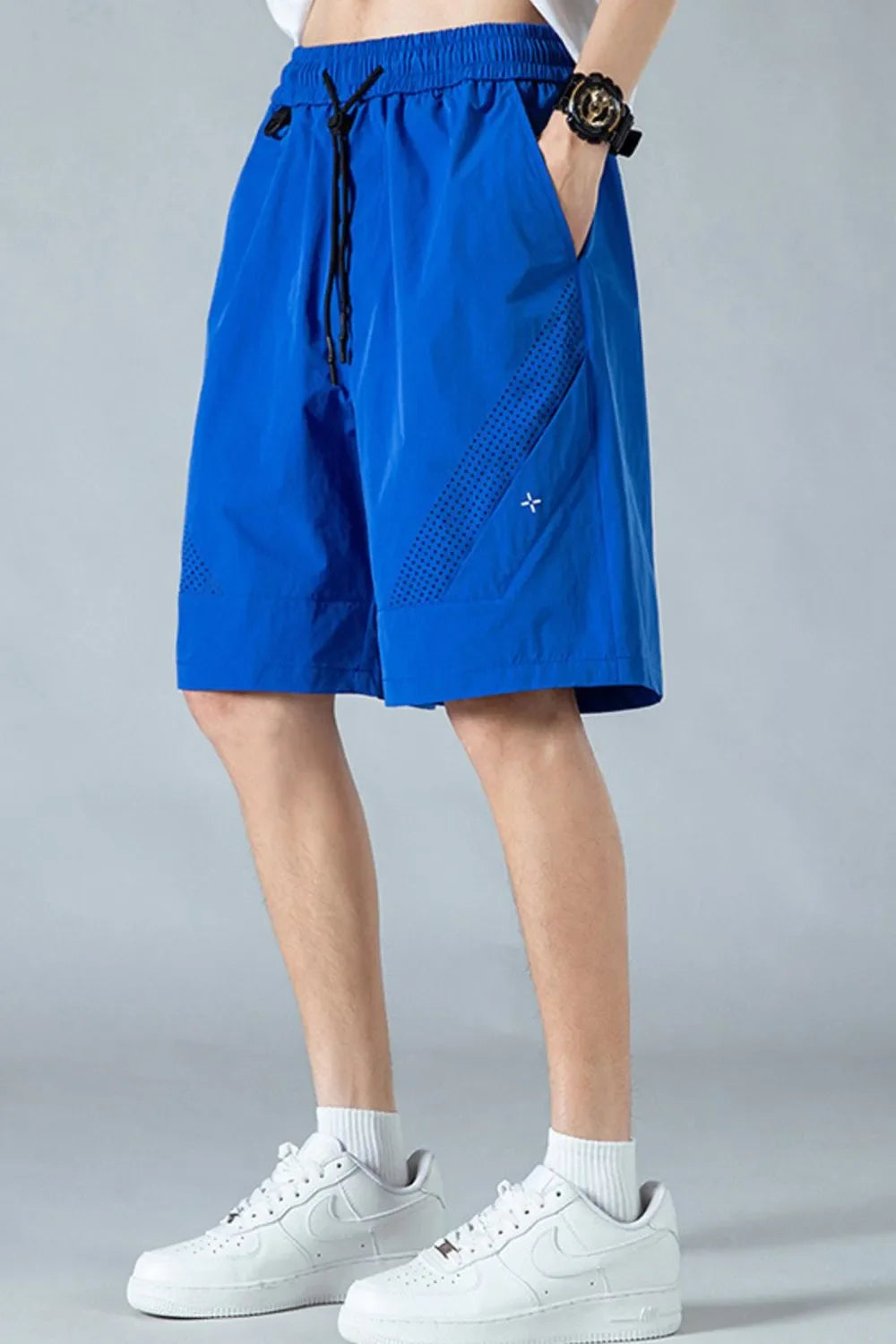 Men's Plus Size Mesh Panel Training Shorts with Drawstring Waist