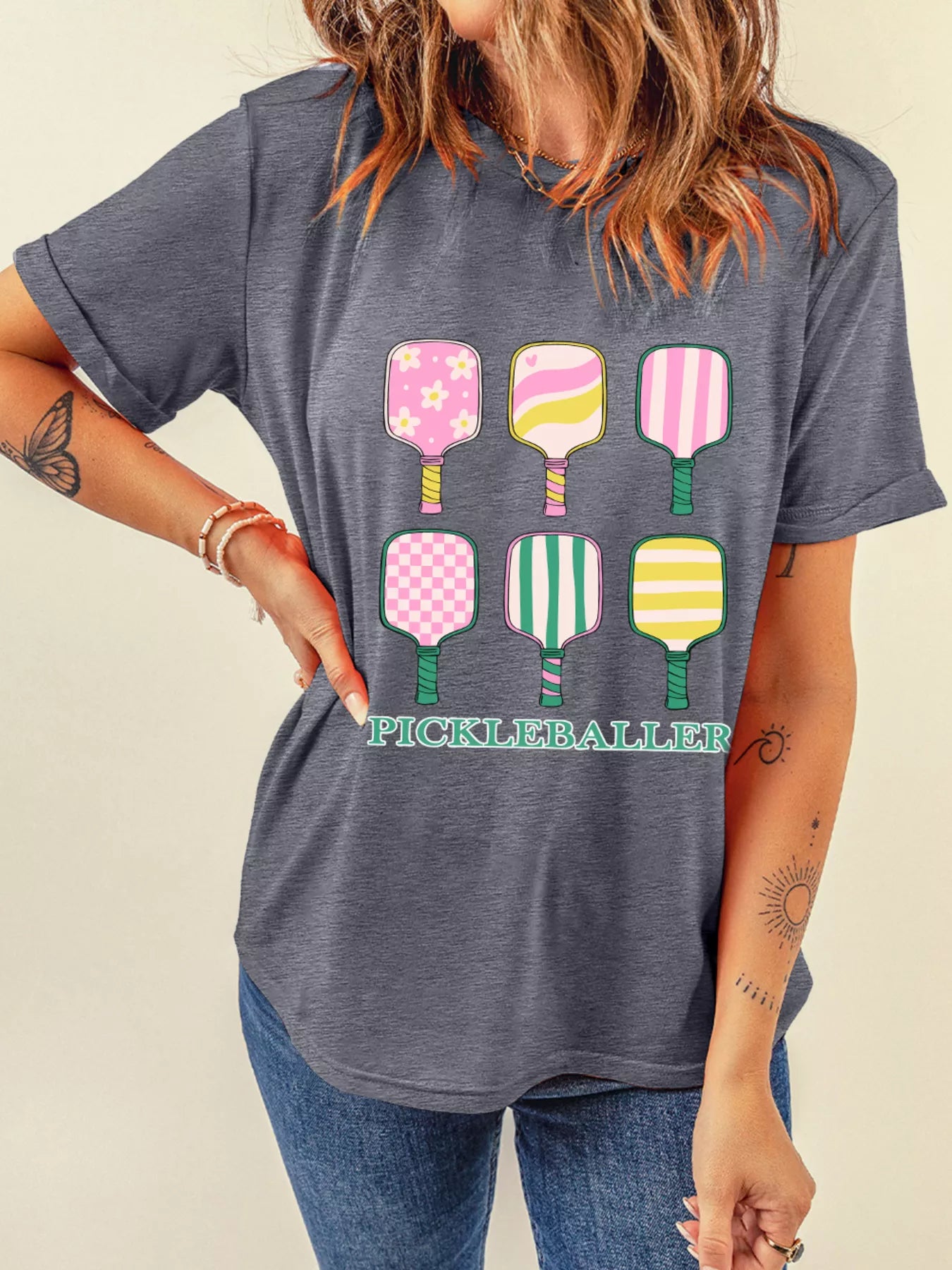 PICKLEBALLER Playful Bats Printed Casual T Shirt