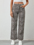 Leopard Print Wide Leg Jeans