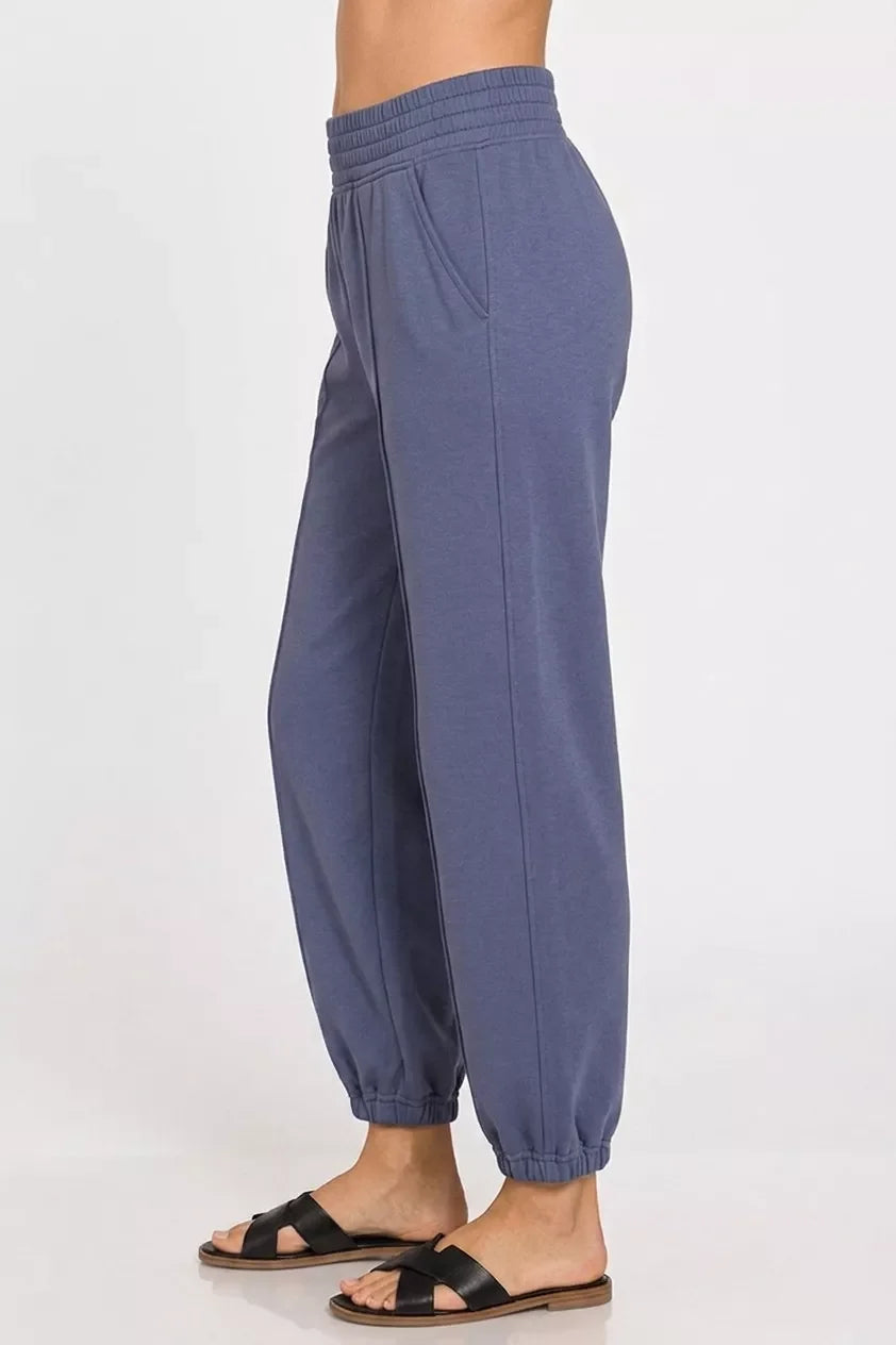 Zenana Scuba Elastic Waist Joggers with pockets